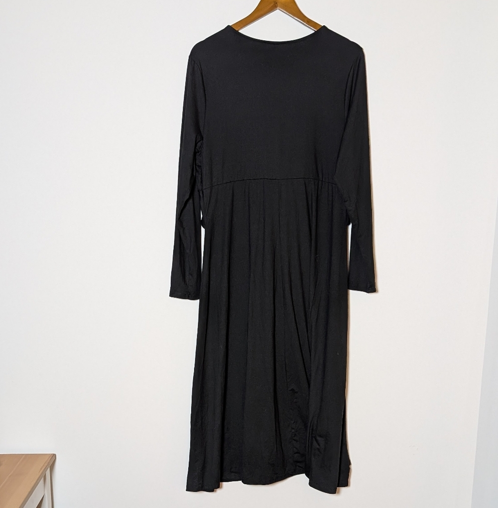 Women's Long Sleeve Twist-Front Midi Dress‎ - A New Day Black 1X - Picture 3 of 6